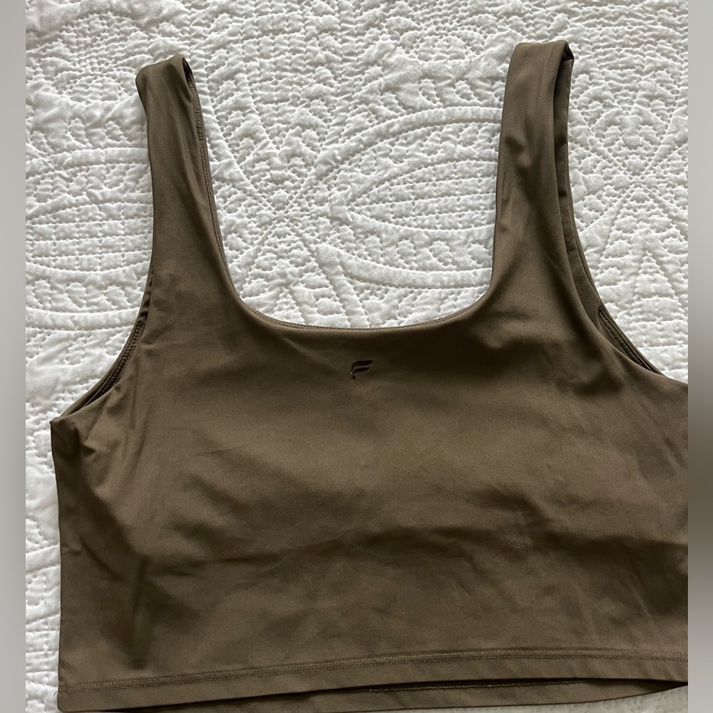 Forest green cropped fabletics tank top